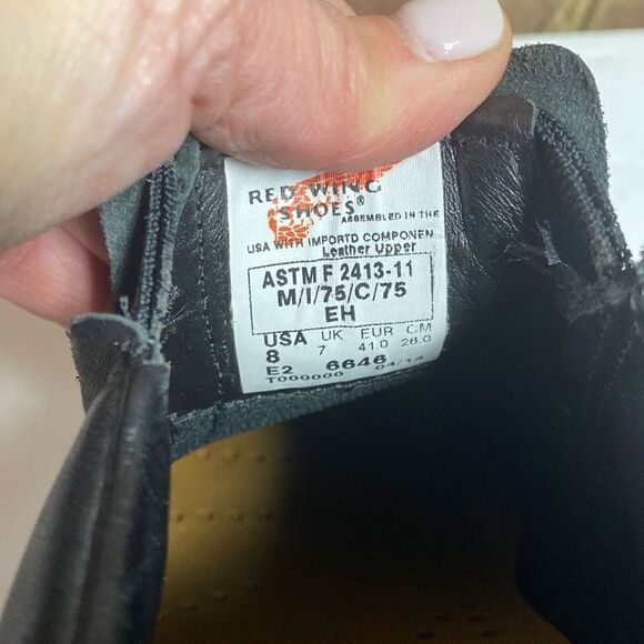 RED WING Steel Toe Slip-On Electrical Hazard Black Leather Loafer Size 8 - Picture 9 of 9